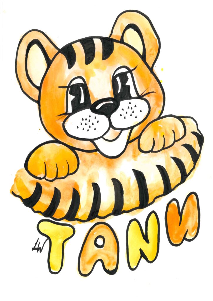 Eine Zeichnung von einem Tiger.